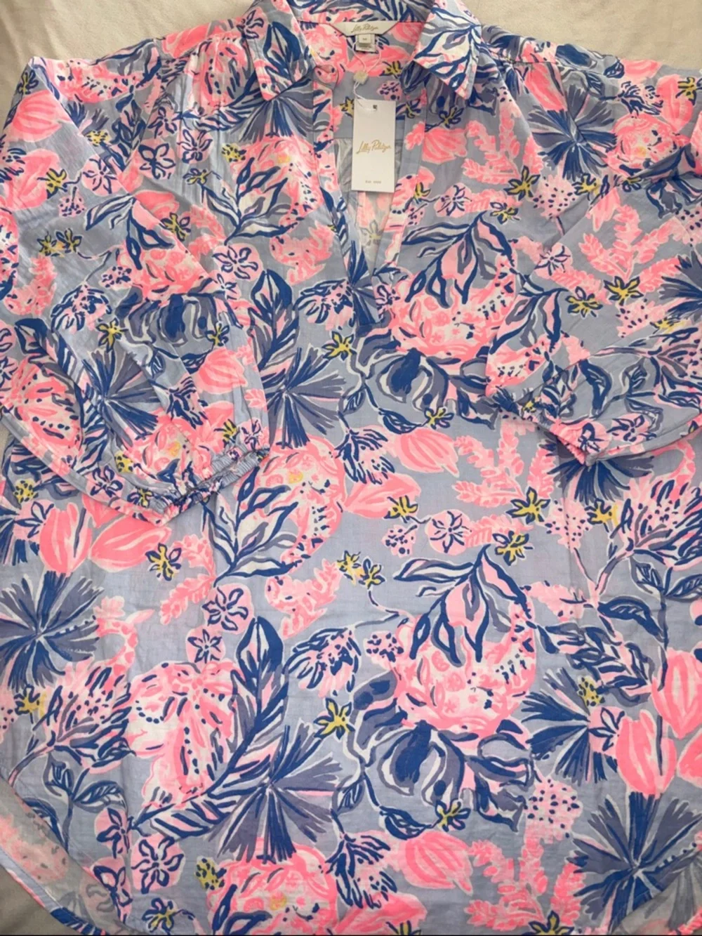 NWT Lilly Pulitzer Kique Long Sleeve CoverUp in Multi Elephant Splash - Picture 12 of 14